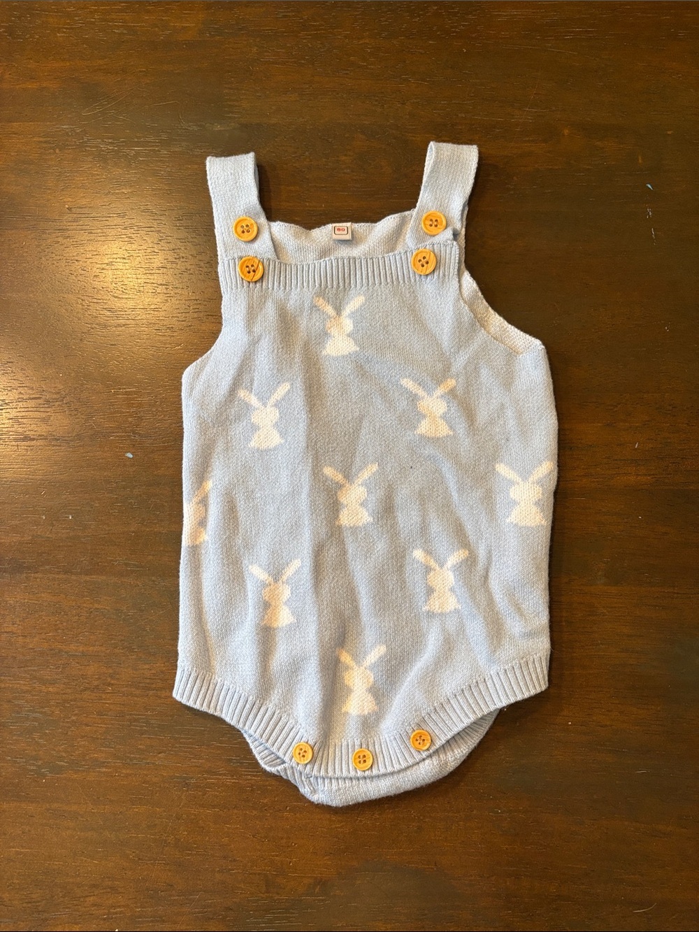 Amazon Blue Knit Bunny One-Piece with Yellow Buttons